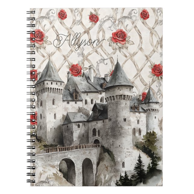 Cuaderno Rosas Rojas del Castillo Floral Romántico (Frente)