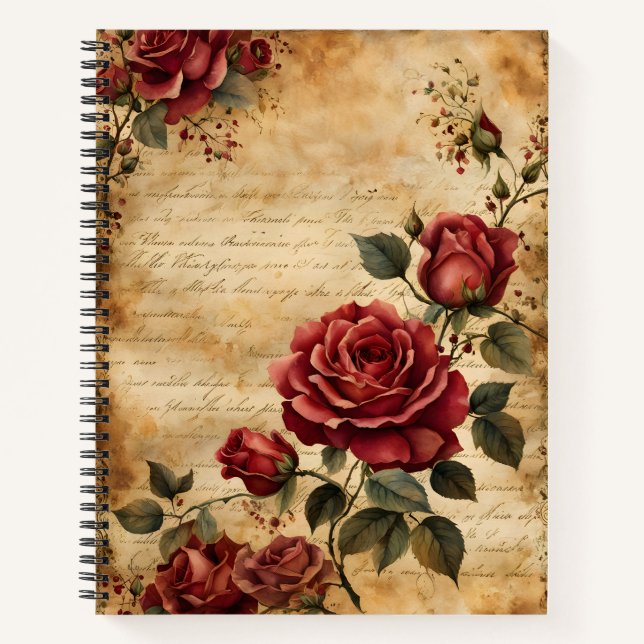 Cuaderno Rosas rojas en un viejo pergamino (Anverso)