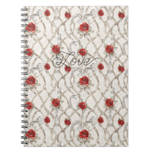 Cuaderno Rosas Rojas Falso Flores de Madera Amor