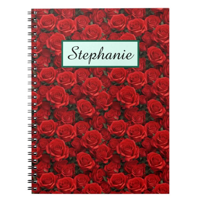 Cuaderno Rosas Rojas Pequeñas Personalizadas (Frente)