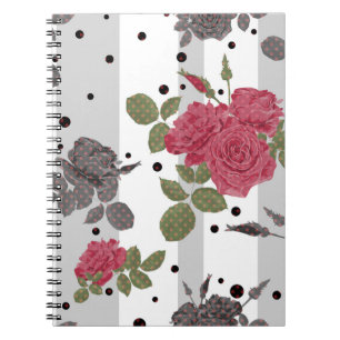 Cuaderno Rosas rojas retro vintage sin soldadura patrón pol