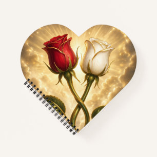 Cuaderno Rosas rojas y blancas entrelazadas.