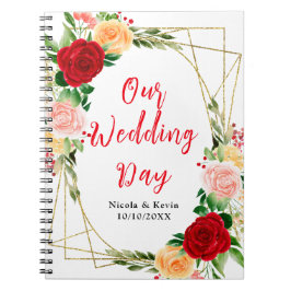 Cuaderno Rosas románticas rojas y naranjas