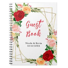 Cuaderno Rosas románticas rojas y naranjas