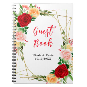 Cuaderno Rosas románticas rojas y naranjas