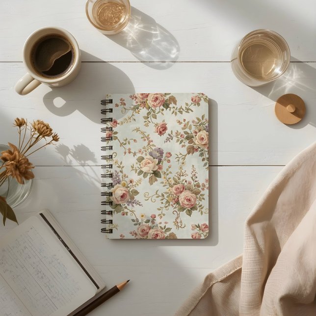 Cuaderno Rosas románticas y flores silvestres guirnalda vin (Subido por el creador)