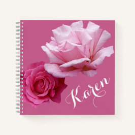 Cuaderno Rosas rosa bonito nombre Karen hermosa floral