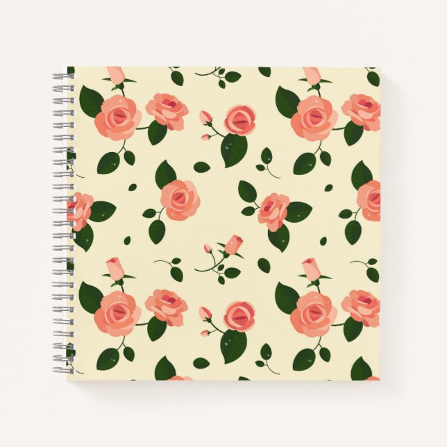 Cuaderno Rosas Rosadas Bonitas Patrón Rosa Pastel (Anverso)