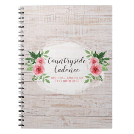 Cuaderno Rosas rosadas chic de Shabby en madera de pajar rú