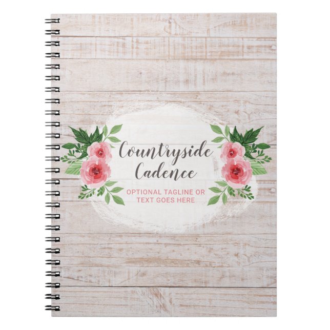 Cuaderno Rosas rosadas chic de Shabby en madera de pajar rú (Frente)
