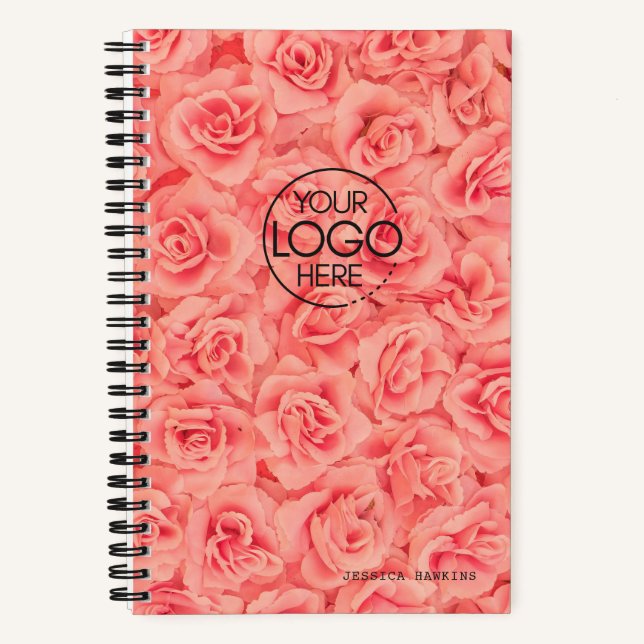 Cuaderno Rosas rosadas de moda Logo moderno (Anverso)