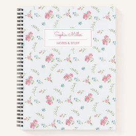 Cuaderno Rosas rosadas en acuarela vintage Monograma tu nom