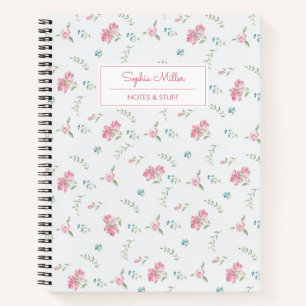 Cuaderno Rosas rosadas en acuarela vintage Monograma tu nom