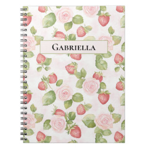 Cuaderno Rosas rosadas fresas Personalizado