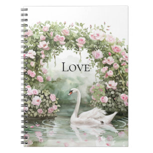 Cuaderno Rosas rosadas románticas Lago de los Cisnes Floral