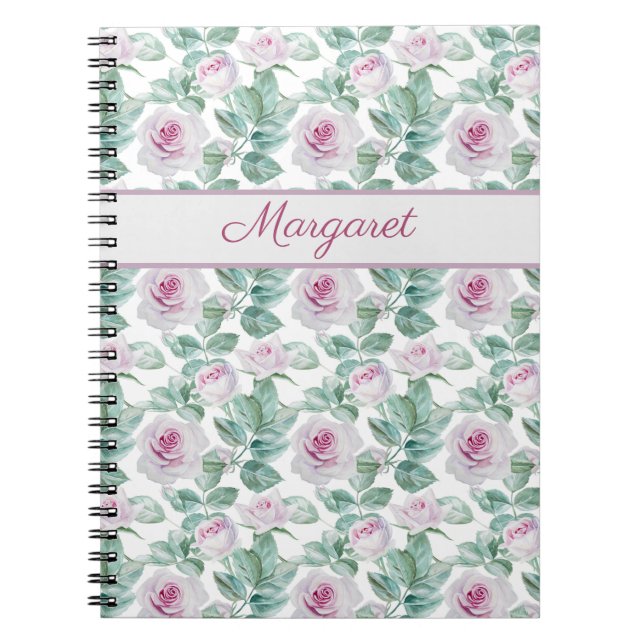 Cuaderno Rosas Rosadas Románticas Personalizadas (Frente)