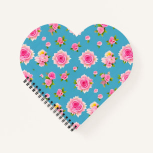 Cuaderno Rosas rosadas sobre un fondo azul