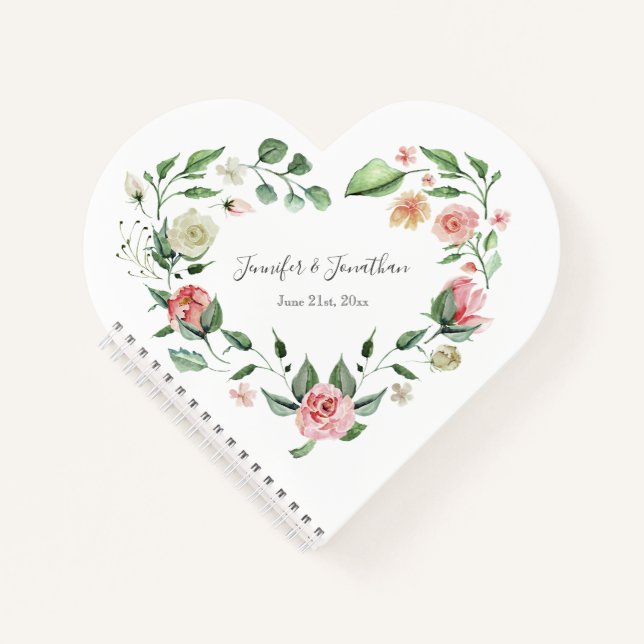 Cuaderno Rosas rosadas tradicionales con Boda de nombres (Anverso)