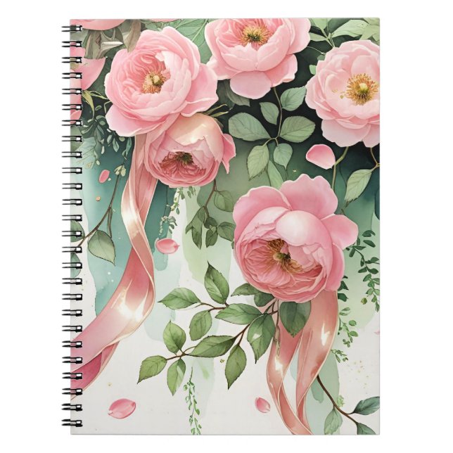 Cuaderno Rosas rosadas y cintas (Frente)