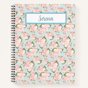 Cuaderno Rosas rosas rosas - Bloc de notas de Polkadots azu