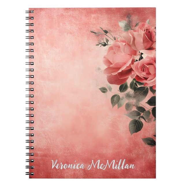 Cuaderno Rosas rosas rosas en el fondo rosado (Frente)