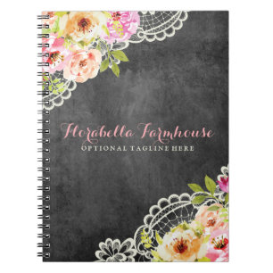 Cuaderno Rosas Rústicas Pizarra Casa de Campo Encaje Chic D