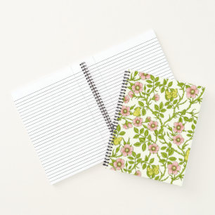 Cuaderno Rosas silvestres y mariposas /rosa/verde pálido/am