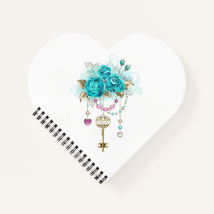 Cuaderno Rosas turquesas con llaves