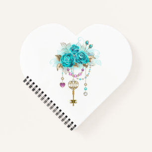 Cuaderno Rosas turquesas con llaves