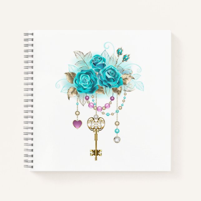 Cuaderno Rosas turquesas con llaves (Anverso)