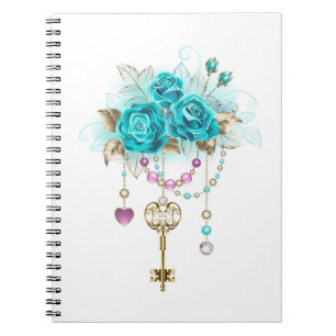 Cuaderno Rosas turquesas con llaves