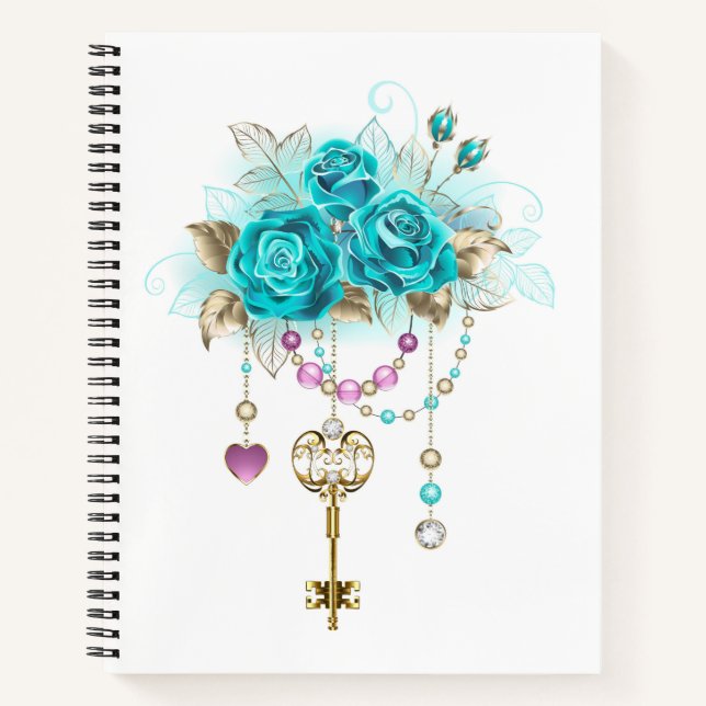 Cuaderno Rosas turquesas con llaves (Anverso)