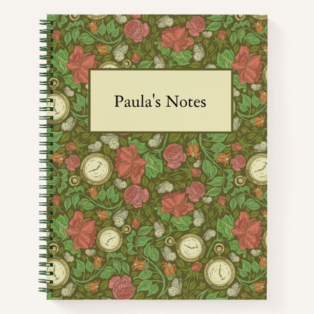 Cuaderno Rosas victorianos de bolsillos de Steampunk (Anverso)