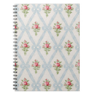 Cuaderno Rosas victorianos rosados con Entramado Azul