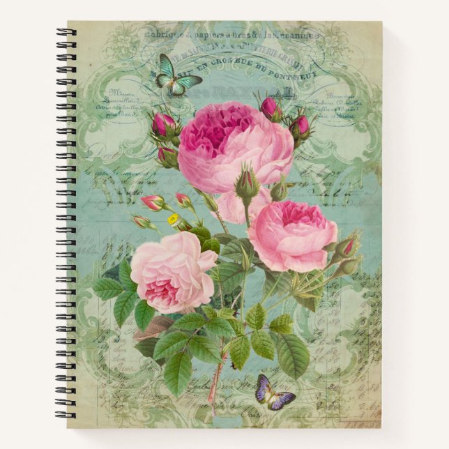 Cuaderno Rosas victorianos Shabby Chic Style Notebook (Anverso)