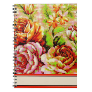 Cuaderno rosas vintage posterizadas