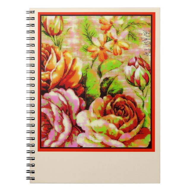 Cuaderno rosas vintage posterizadas (Frente)