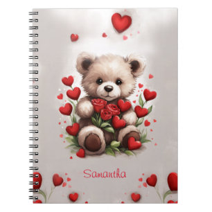 Cuaderno Rosas y corazones de oso de peluche