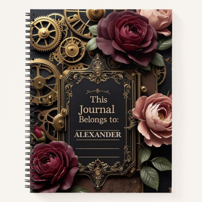 Cuaderno Rosas y engranajes de ciruelas de vapor (Anverso)