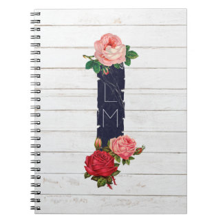 Cuaderno Rosas y madera blanca elegante del país de la