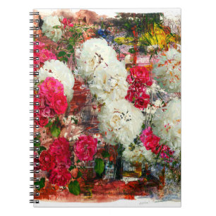 Cuaderno Rosas y peonías y rosas, medios de comunicación mi