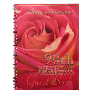 Cuaderno Rose Gold 90th Birthday Celebration Guest Book