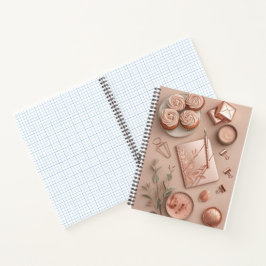 Cuaderno Rose Gold Flat Lay with Blush Office and Sweets