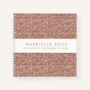 Cuaderno Rose Gold Glitter Bat Mitzvah Autograph Guestbook