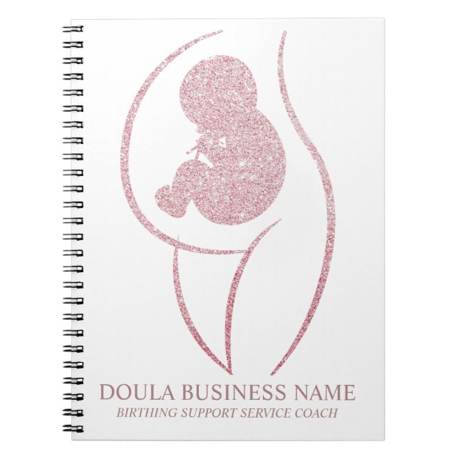 Cuaderno Rose Gold Glitter Doula & Birth Coach Journal (Frente)