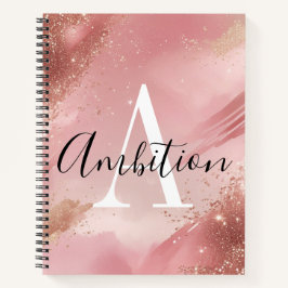 Cuaderno Rose Gold Glitter Monogram Notebook – Personalized