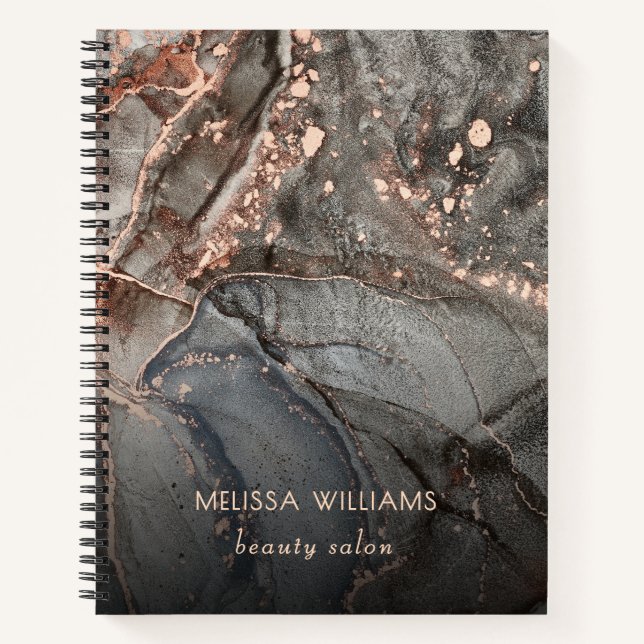 Cuaderno Rose Gold Gray Ink Marble  (Anverso)