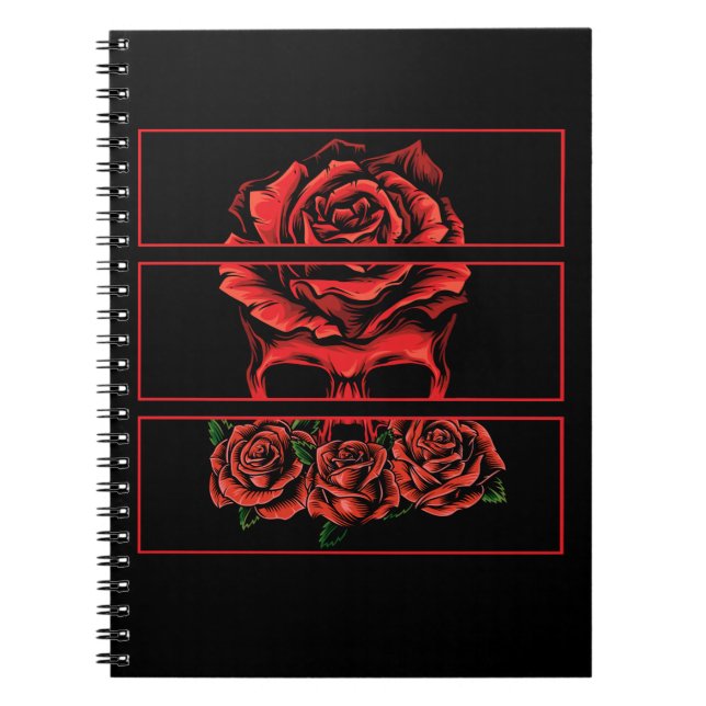 Cuaderno Roses Rojos Cráneo gótico Flores de Gótico Wicca (Frente)
