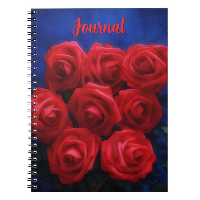 Cuaderno Roses rojos en Blue Personal Flower Journal (Frente)