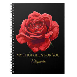 Cuaderno Roses rojos en negro con guión de oro personalizad